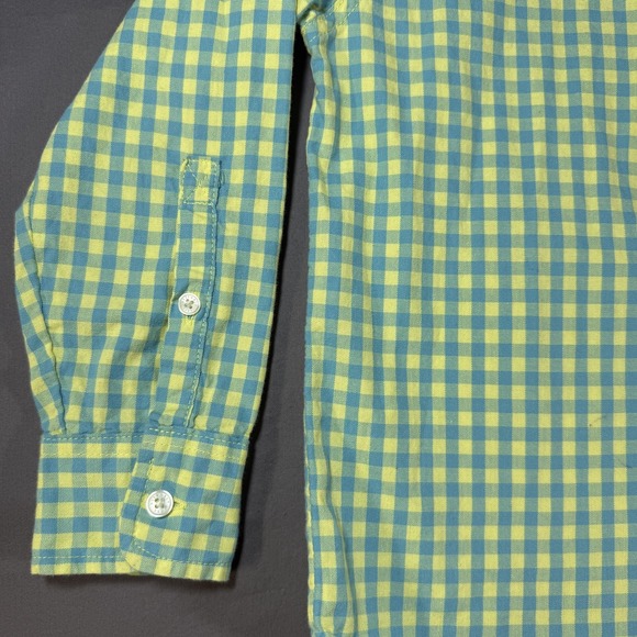 Free Assembly Shirt Boys 8 Blue Yellow Gingham Button Front Long Sleeve Cotton - Picture 4 of 11